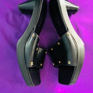 Authentic Chanel black clogs